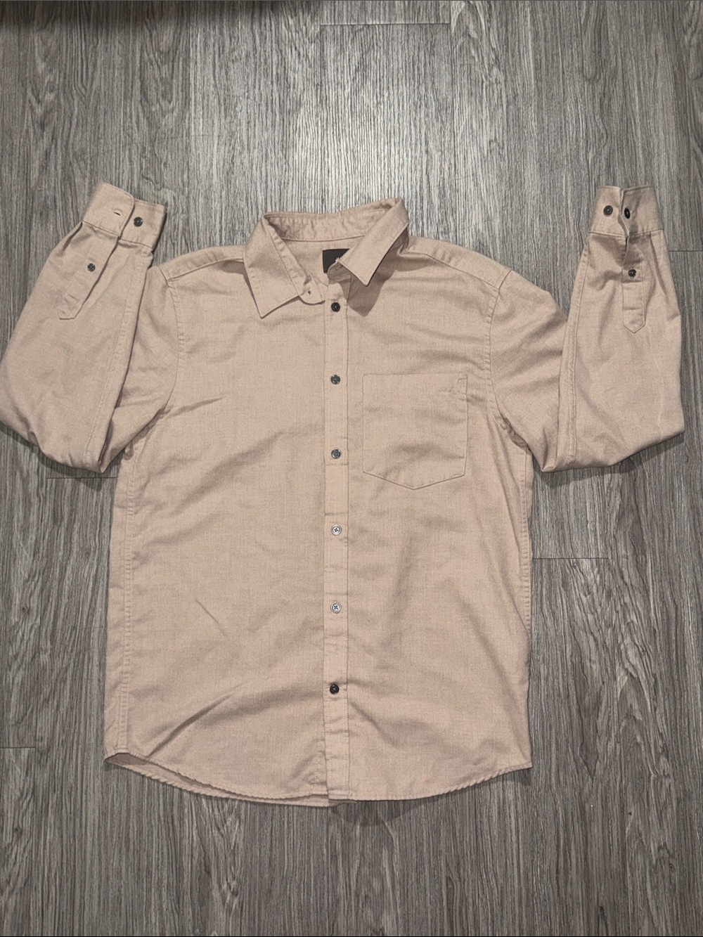 H&M Men's Casual Long-Sleeve Button-Down Shirt - Beige/Tan